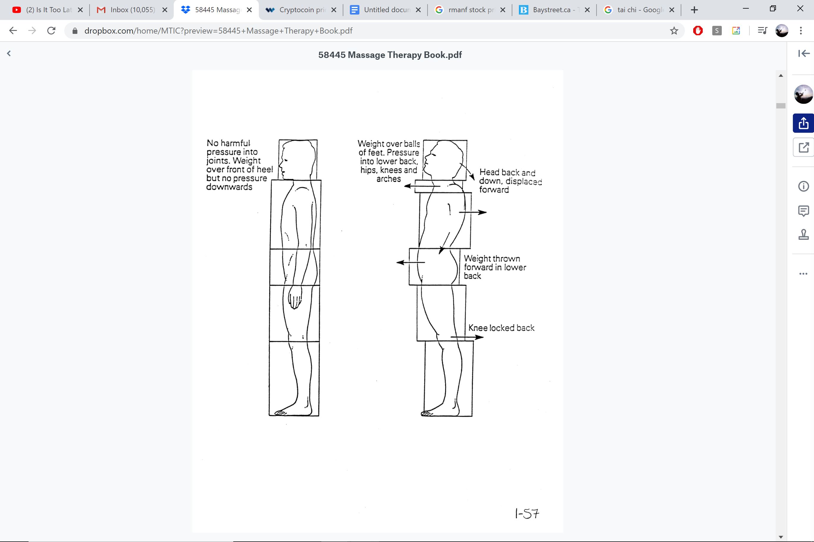 Weight bearing — neutral (weight over heel) vs. forward head posture (weight over balls of feet)