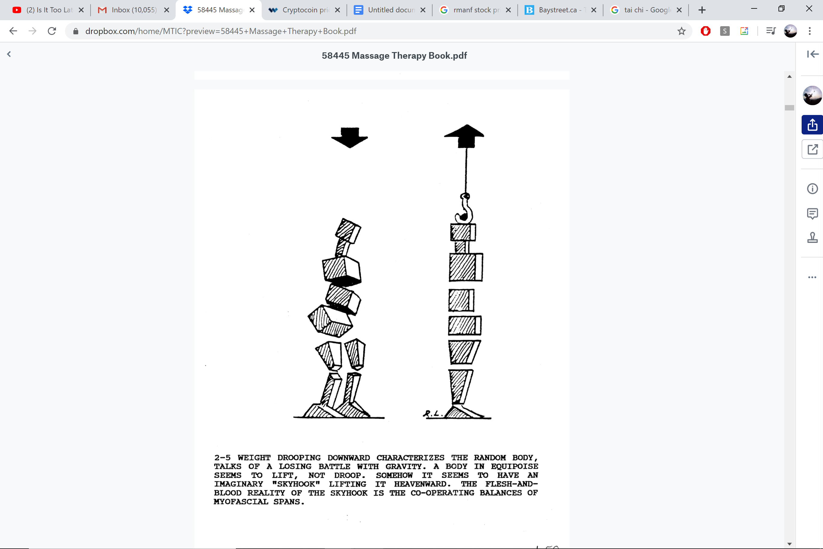 Body as stacked blocks — misaligned vs. aligned — Rolf skyhook